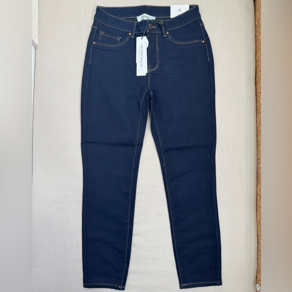 WORKSHOP Republic Womens Size 4 Darkwash Skinny Jeans Ankle Stretch Modern - Picture 2 of 9